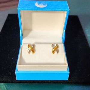 Goldtone and Silvertone "X" Earrings